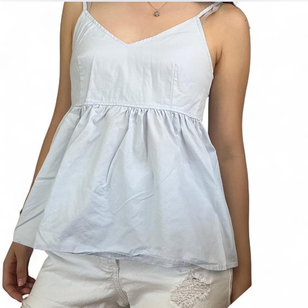 Baby Blue Babydoll Tank With Adjustable Straps